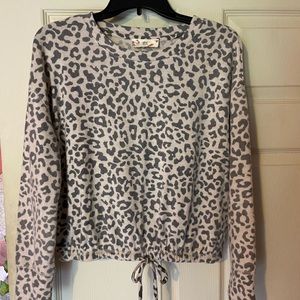 Cheetah Tie Crew Neck Sweatshirt